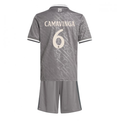 Fotbalové Dres Real Madrid Eduardo Camavinga #6 Dětské Alternativní 2024-25 Krátký Rukáv (+ trenýrky)